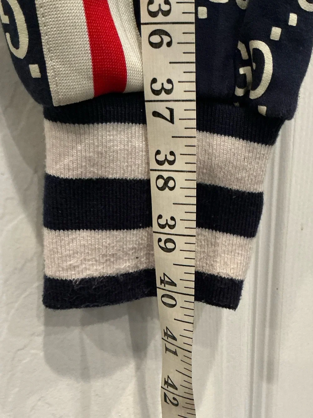Gucci Black GG Logo Sweatpants with Red & White Side Stripe